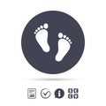 Child pair of footprint sign icon. Barefoot .