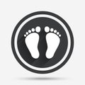 Child pair of footprint sign icon. Barefoot .