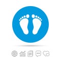 Child pair of footprint sign icon. Barefoot .