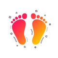 Child pair of footprint sign icon. Barefoot . Vector