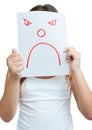 Child with a paper mask with an angry face