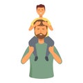 Child on parent shoulders icon cartoon vector. Smile cute person Royalty Free Stock Photo