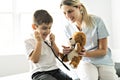 A cute Child Patient Visiting Doctor`s Office Royalty Free Stock Photo