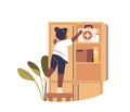 Child Performing A Dangerous Action By Climbing On A Stool To Reach Medical Supplies In A Cabinet, Vector Illustration
