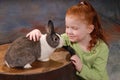 Child with Pet Rabbit Royalty Free Stock Photo
