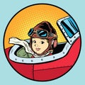 Child pilot plane game dream aviation Royalty Free Stock Photo