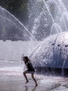 Child at play in Seattle fountain