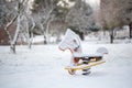 Child playground equipment covered in snow in Oberon Royalty Free Stock Photo