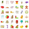 Child playground icons set, cartoon style Royalty Free Stock Photo