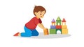 Child Playing with Blocks Vector. Creative Kids Toy Building Activity, vector design Generative AI Royalty Free Stock Photo