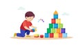 Child Playing with Building Blocks, Creative Constructio, vector design Generative AI Royalty Free Stock Photo