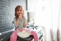 Child playing with dough Royalty Free Stock Photo