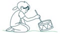 Child Playing a Drum Musical Instrument Vector Illustration, vector design Generative AI Royalty Free Stock Photo