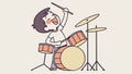 Child Playing Drums - Musical Expression and Fun, vector design Generative AI Royalty Free Stock Photo