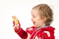 Child playing with finger puppet Royalty Free Stock Photo