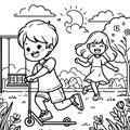 a Child is Playing in the Garden. AI Generated. Royalty Free Stock Photo