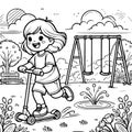 a Child is Playing in the Garden. AI Generated. Royalty Free Stock Photo