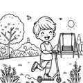 a Child is Playing in the Garden. AI Generated. Royalty Free Stock Photo