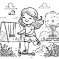 a Child is Playing in the Garden. AI Generated. Royalty Free Stock Photo