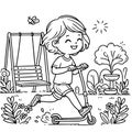 a Child is Playing in the Garden. AI Generated. Royalty Free Stock Photo