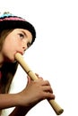 Child playing a recorder Royalty Free Stock Photo