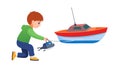 Child Playing with a Remote Control Boat, vector design Generative AI Royalty Free Stock Photo