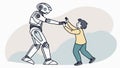 Child playing with robot, friendly tech interaction fun, vector design Generative AI Royalty Free Stock Photo