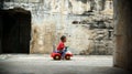 Child playing in a scenic spot in Weiyuan fort, Humen Town, Dongguan City, Guangdong Province