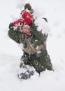 Child playing in snow