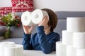 Child, playing with toilet paper