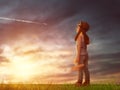 Child playing with toy airplane Royalty Free Stock Photo