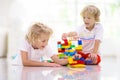 Child playing with toy blocks. Kids play Royalty Free Stock Photo