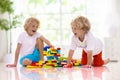 Child playing with toy blocks. Kids play Royalty Free Stock Photo