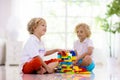 Child playing with toy blocks. Kids play Royalty Free Stock Photo