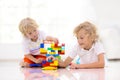 Child playing with toy blocks. Kids play Royalty Free Stock Photo