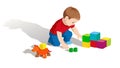 Child Playing with Toys and Blocks for Developmental Learning, vector design Generative AI Royalty Free Stock Photo