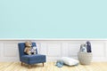 Child playroom with blue wall. Royalty Free Stock Photo