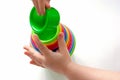 Children`s plastic cups Royalty Free Stock Photo