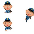 Child, police officer, copy space