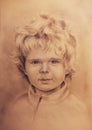 Child portrait, beautiful detailed drawing of little boy