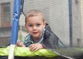 Child portrait on a trampoline Royalty Free Stock Photo