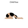 Child pose yoga workout. Healthy lifestyle vector illustration