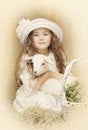 Child posing with her pet goat Royalty Free Stock Photo
