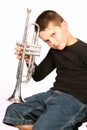 Child Posing With Trumpet Royalty Free Stock Photo