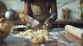 A Child Preparing Dough.AI generated image Royalty Free Stock Photo