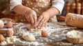 Child Preparing Dough in Kitchen.AI generated image Royalty Free Stock Photo