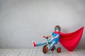 Child pretend to be superhero Royalty Free Stock Photo