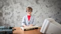 Child pretent to be businessman Royalty Free Stock Photo