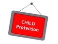 child protection sign on white