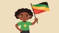 A child proudly waving their personalized Juneteenth flag decorated with symbols of freedom and resilience.. Vector